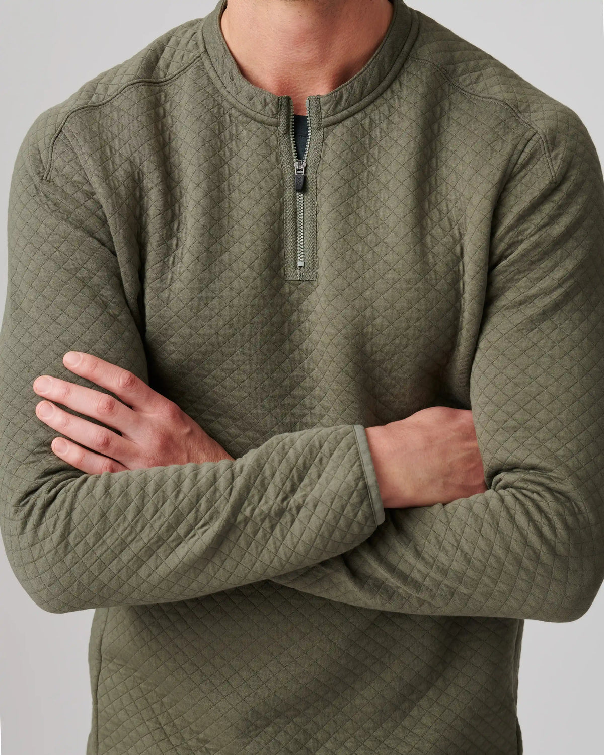 Gramercy Zip Crew Neck -- Lichen Green