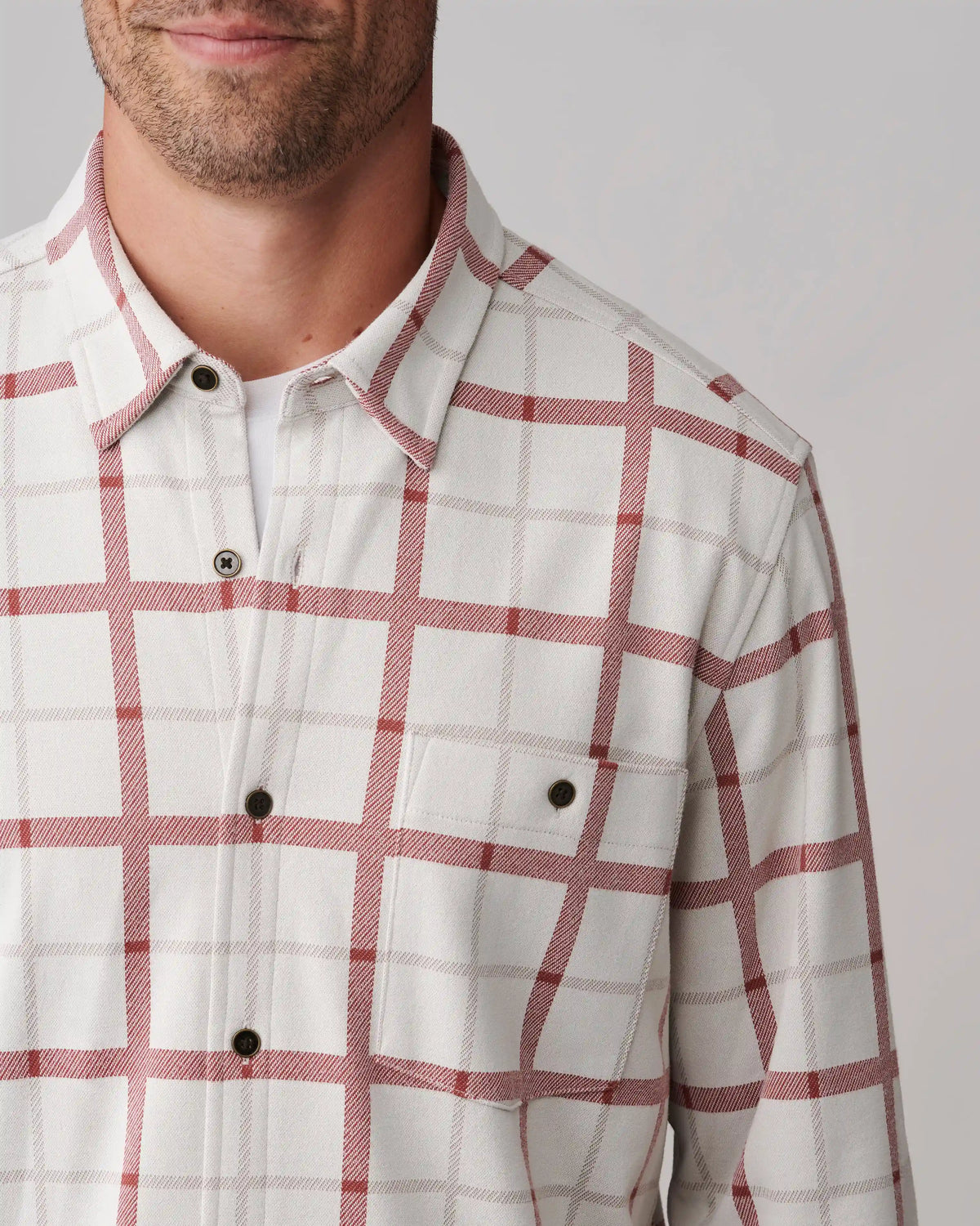 Hardy Flannel Shirt -- Stone/Coffee Windowpane