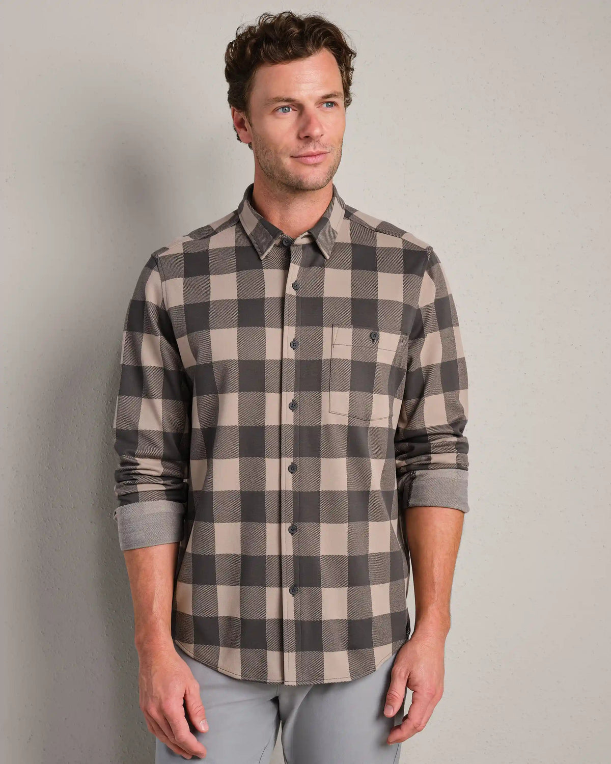 Hardy Flannel -- Foggy Taupe/Iron Buffalo Check