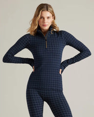 Houndstooth Seamless 1/4 Zip -- Navy Blue