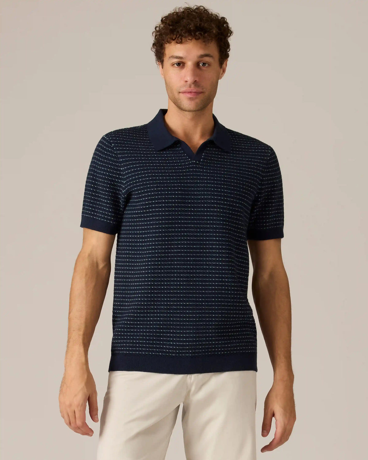 Johnny Collar Polo -- Sky Captain/Stormy Sea Green