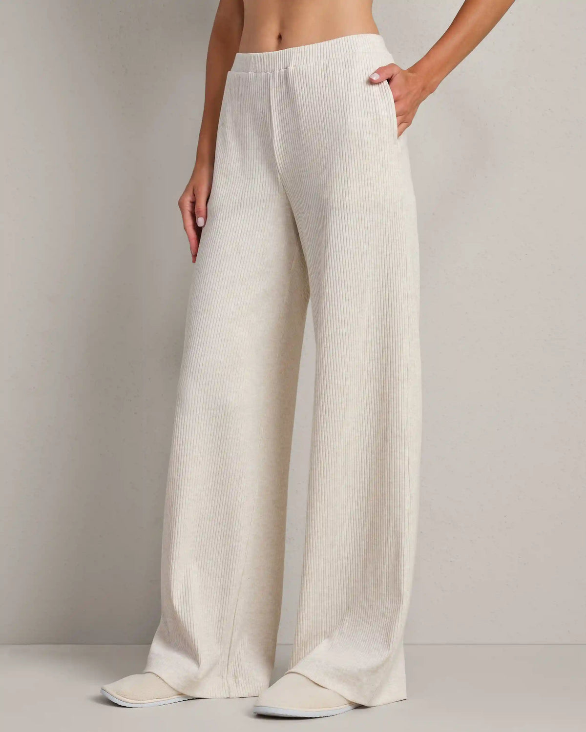 LivLuxe Rib Pant -- Oatmeal Heather