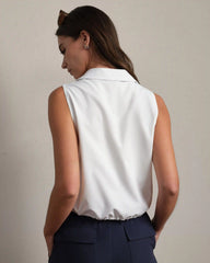 Mirage Sleeveless Notch Collar Blouse -- Snow White