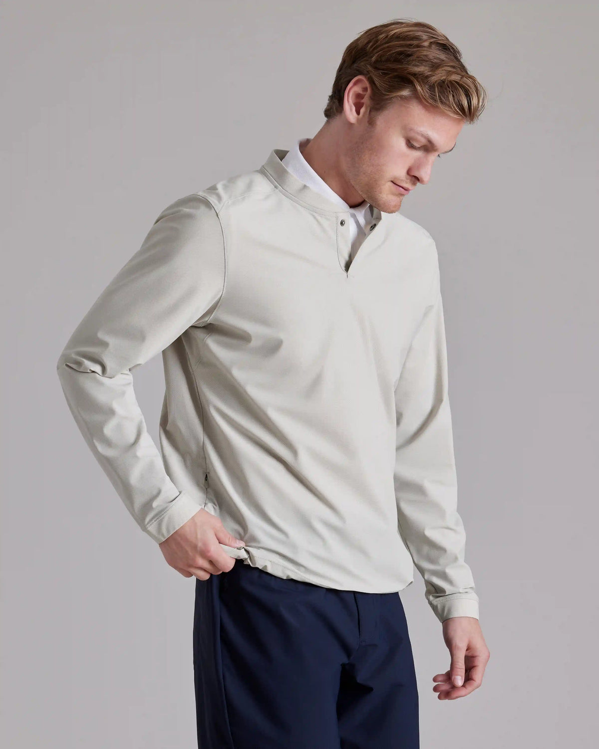 Momentum Golf Snap Crew Neck -- Navy