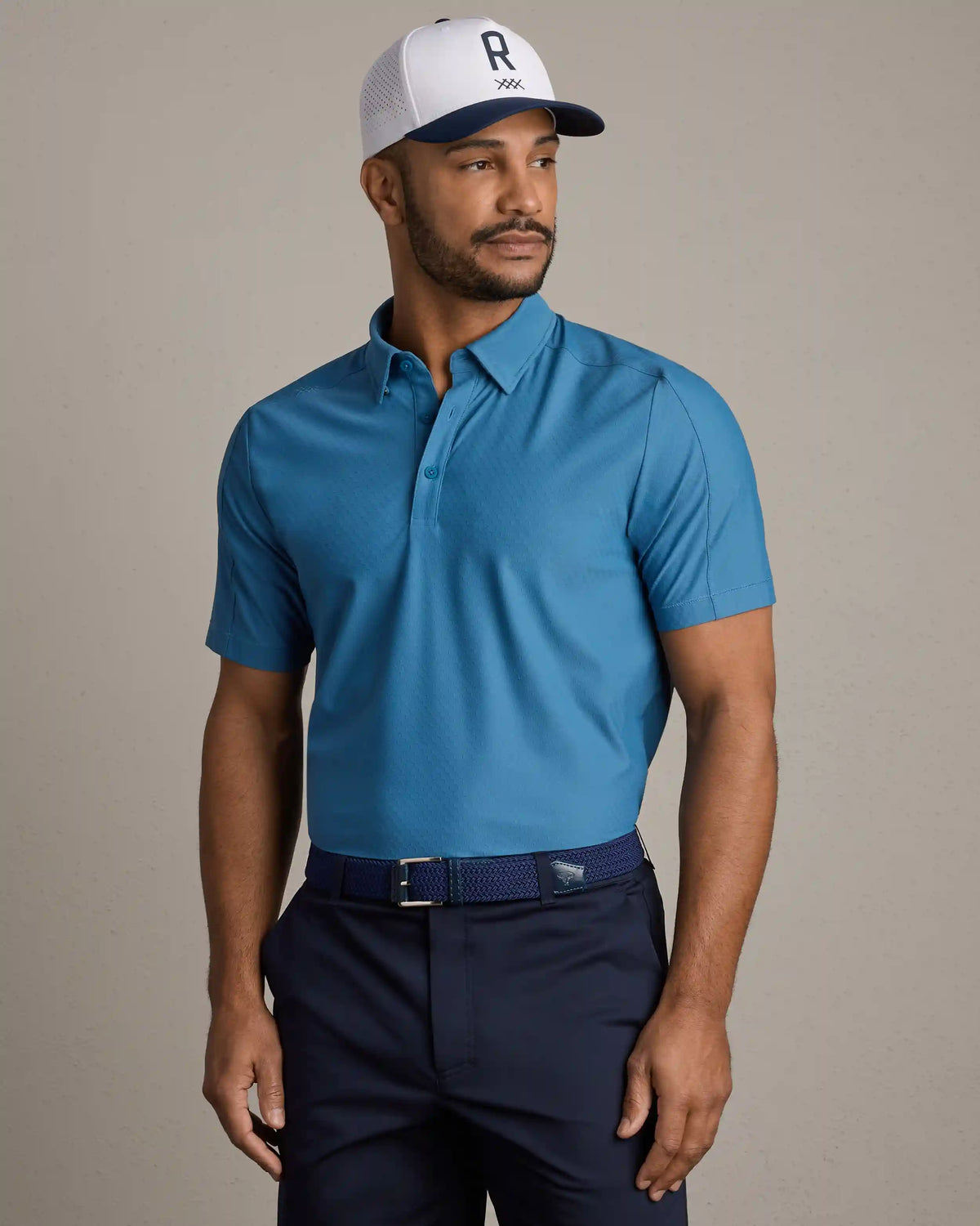 Momentum Tech Polo -- Ash Blue Honeycomb