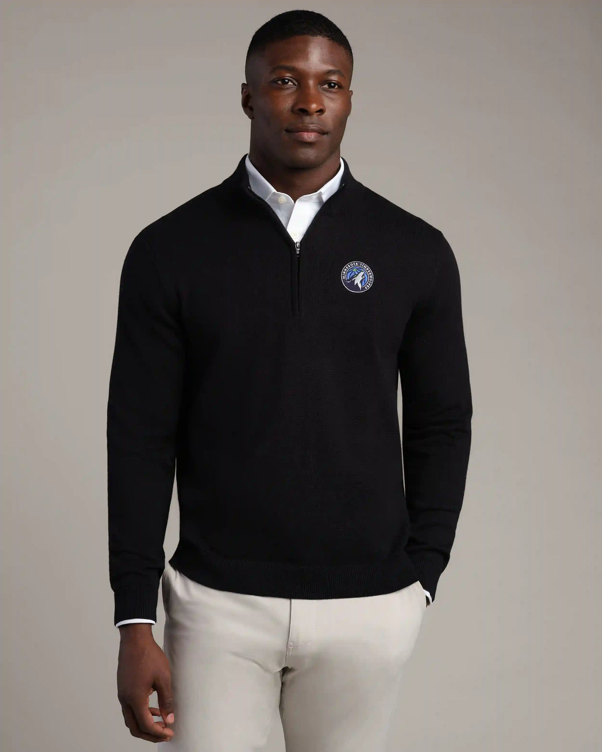 NBA Commuter® 1/4 Zip Sweater -- Black -- Minnesota Timberwolves