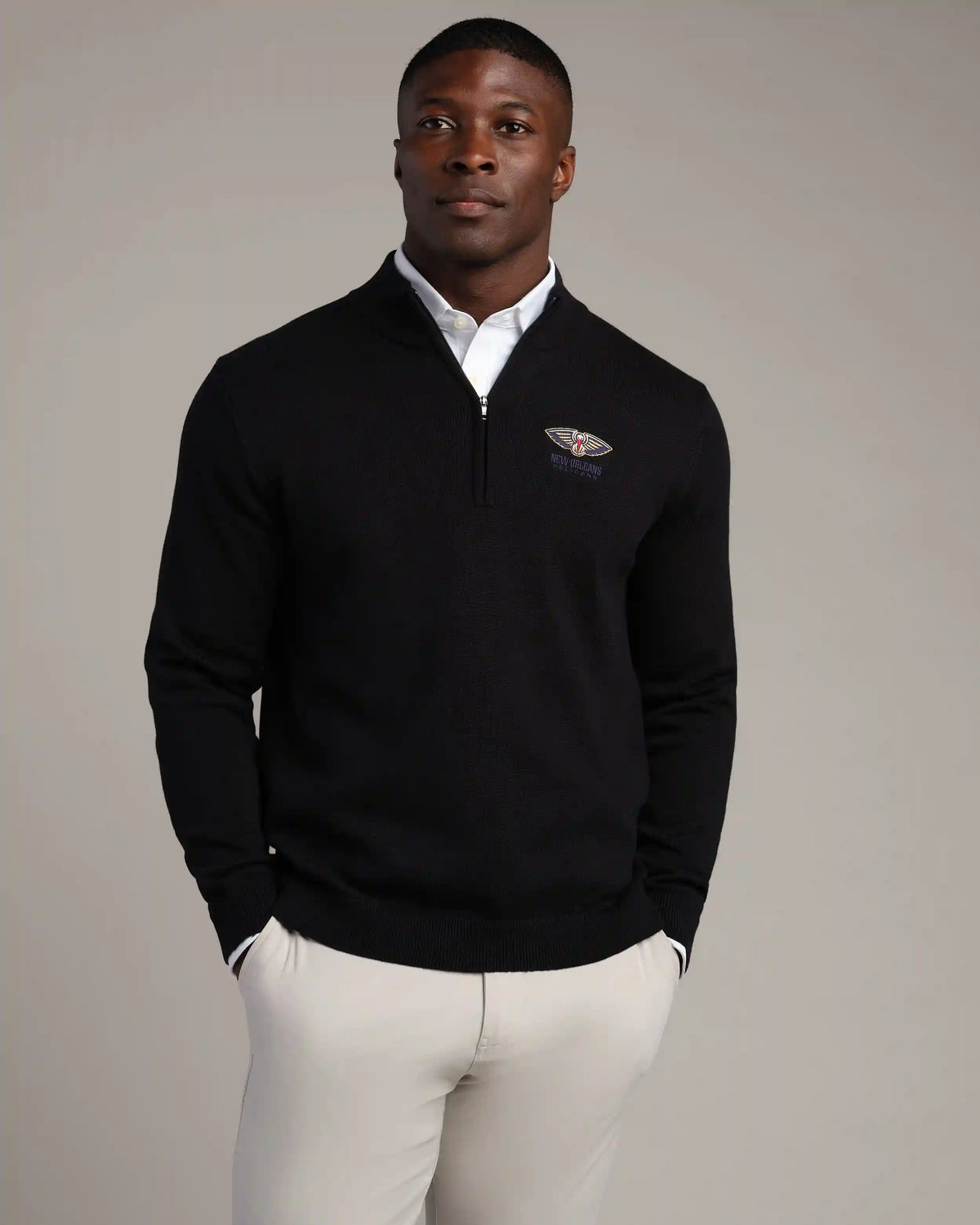 NBA Commuter® 1/4 Zip Sweater -- Black -- New Orleans Pelicans