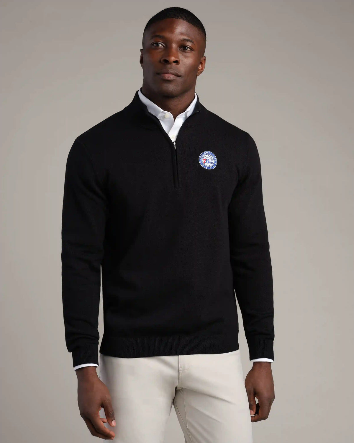NBA Commuter® 1/4 Zip Sweater -- Black -- Philadelphia 76ers