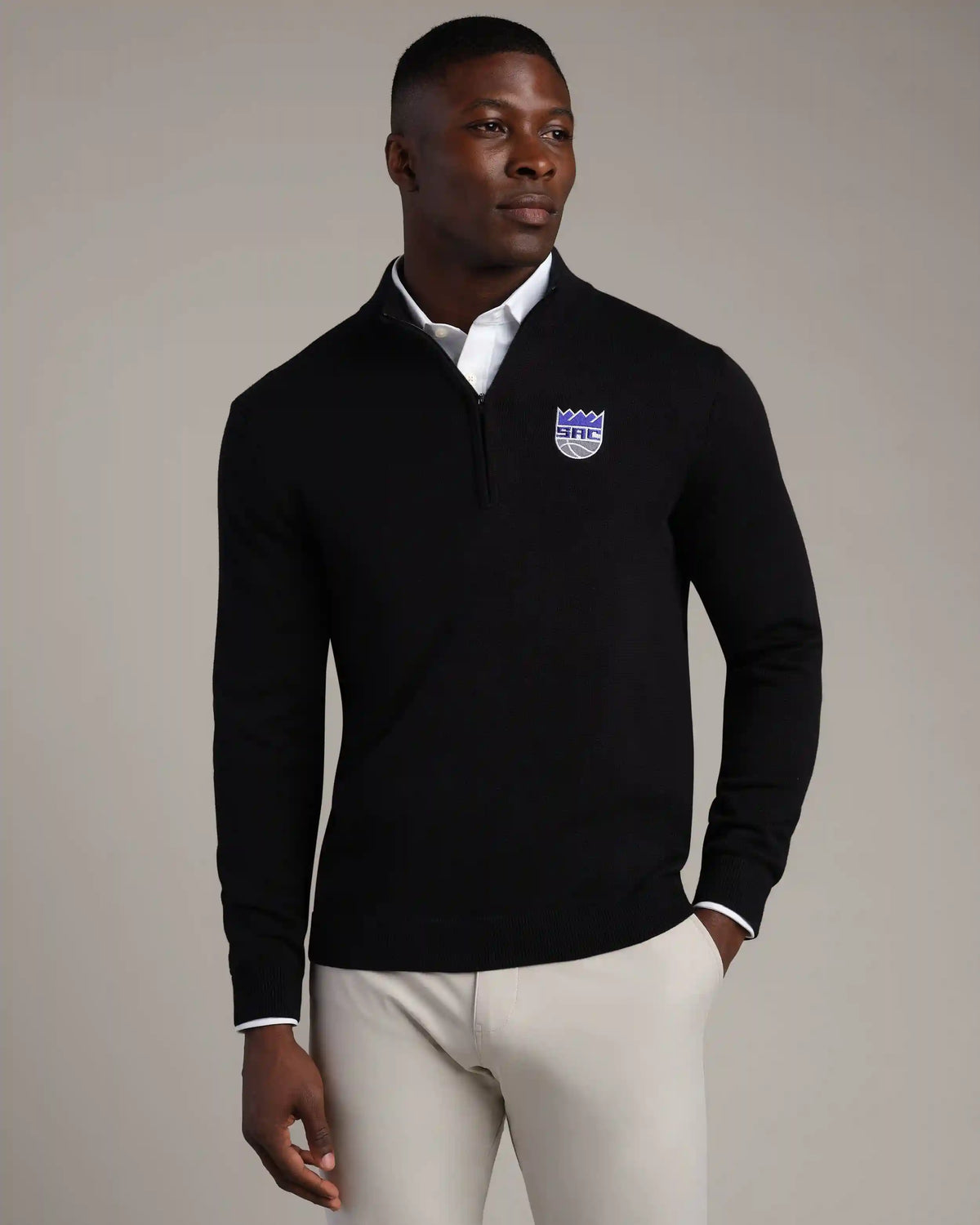 NBA Commuter® 1/4 Zip Sweater -- Black -- Sacramento Kings