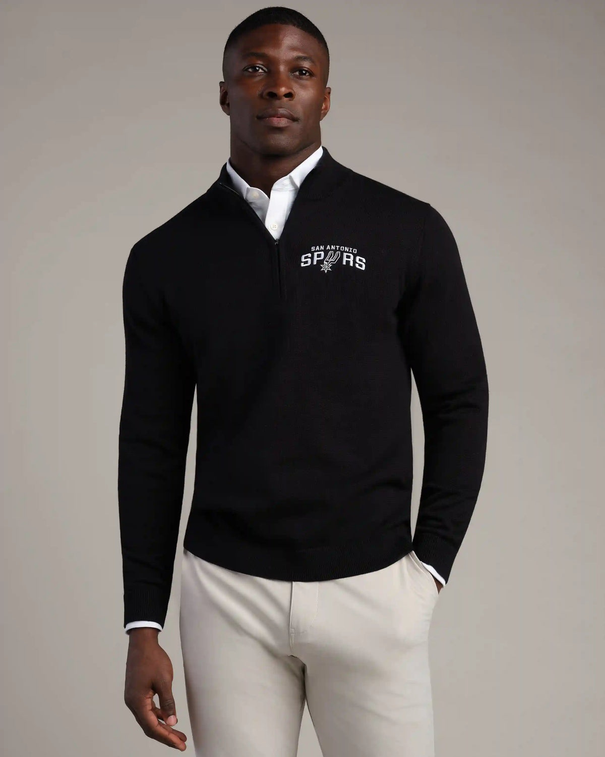 NBA Commuter® 1/4 Zip Sweater -- Black -- San Antonio Spurs
