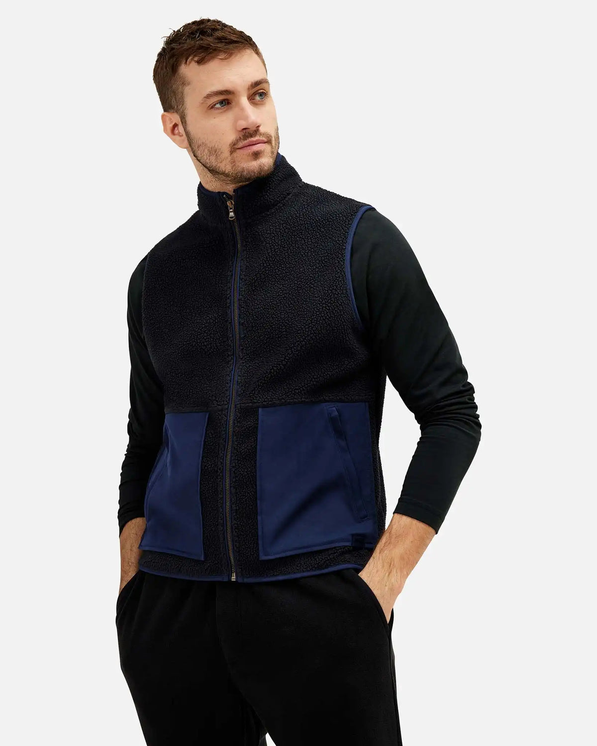 Sherpa Fleece Vest -- Black