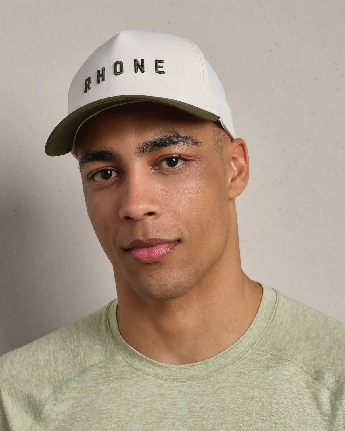 Peak Hat - Rhone Word Mark -- Green / Ivory