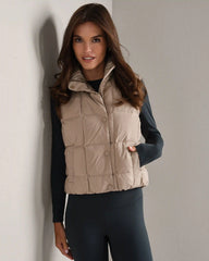 Powder Puffer Down Vest -- Beige Stone