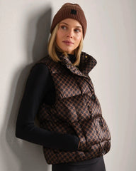 Powder Puffer Down Vest -- Chestnut Brown Houndstooth