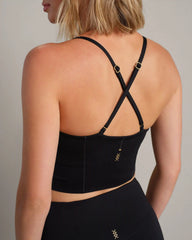 PowerShine Longline Bra -- Pure Black