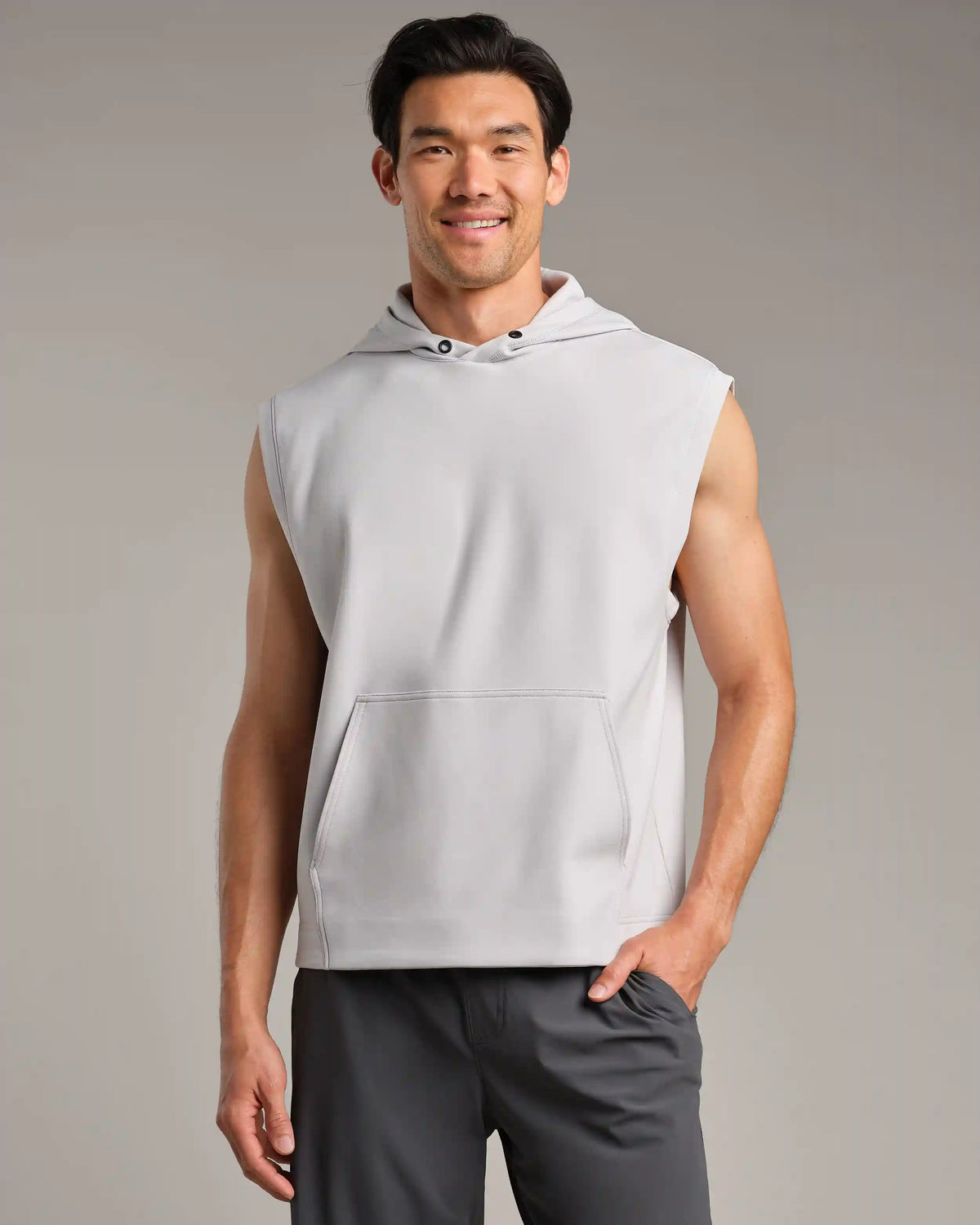 Range Sleeveless Hoodie -- Sleet Gray