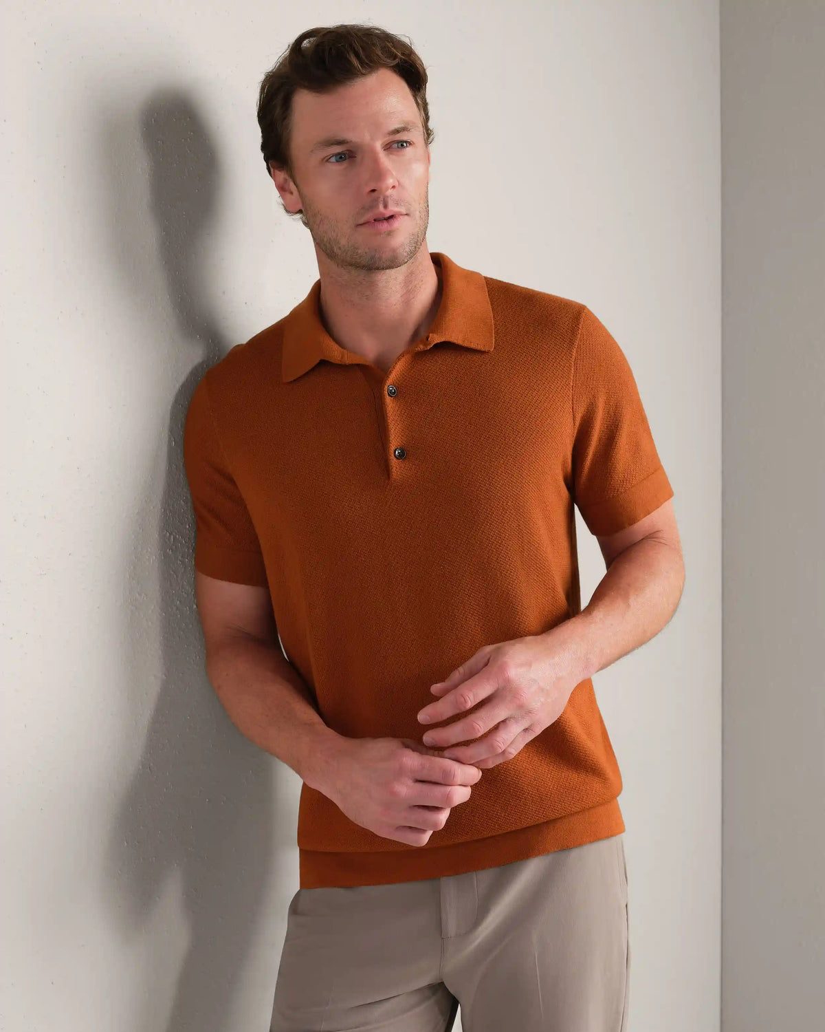 Resolve Pique Sweater Polo -- Dark Caramel