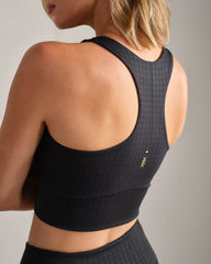Revive™ Longline Bra -- Pure Black Houndstooth