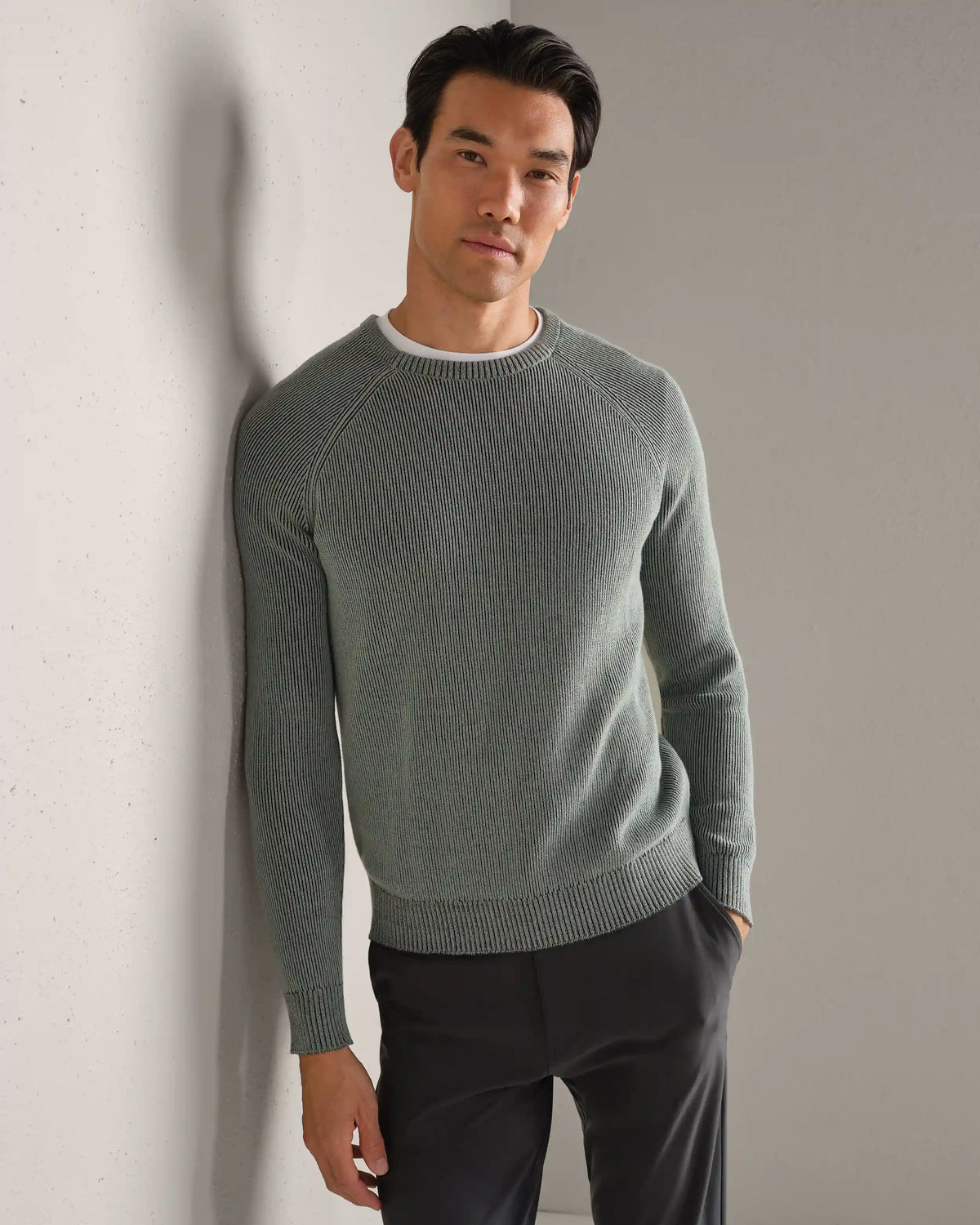 Rib Crewneck Sweater -- Pine Gray