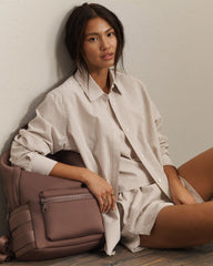 Saltair Button Up -- Taupe Stripe