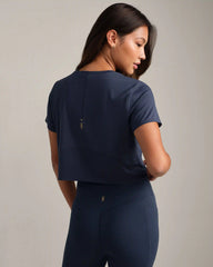 Serene Cropped Short Sleeve -- Navy Blue