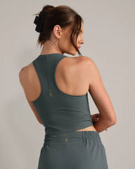 Serene Fitted Rib Tank -- Green Smoke