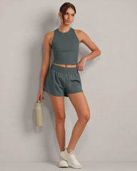 Serene Fitted Rib Tank -- Green Smoke