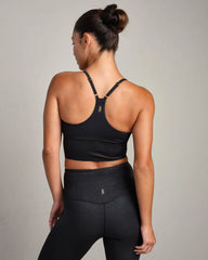 Shimmer Longline Bra -- Pure Black