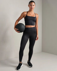 Shimmer Longline Bra -- Pure Black