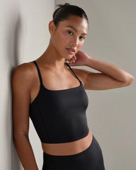 Shimmer Longline Bra -- Pure Black