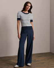Short Sleeve Sweater -- Navy Blue Stripe
