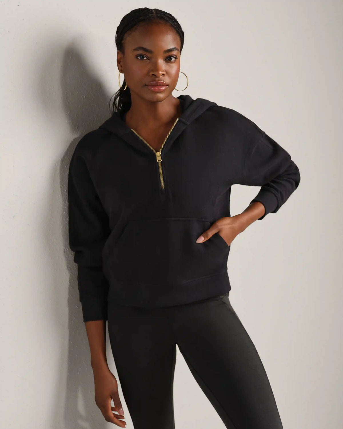 Signature Rib 1/2 Zip -- Pure Black