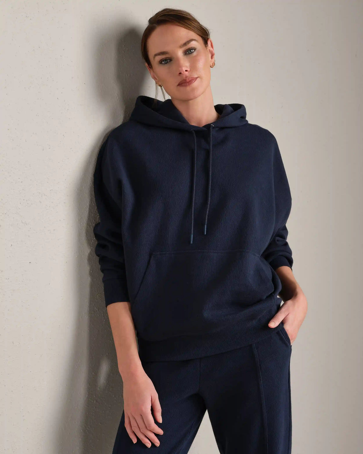 Signature Rib Hoodie -- Navy Blue