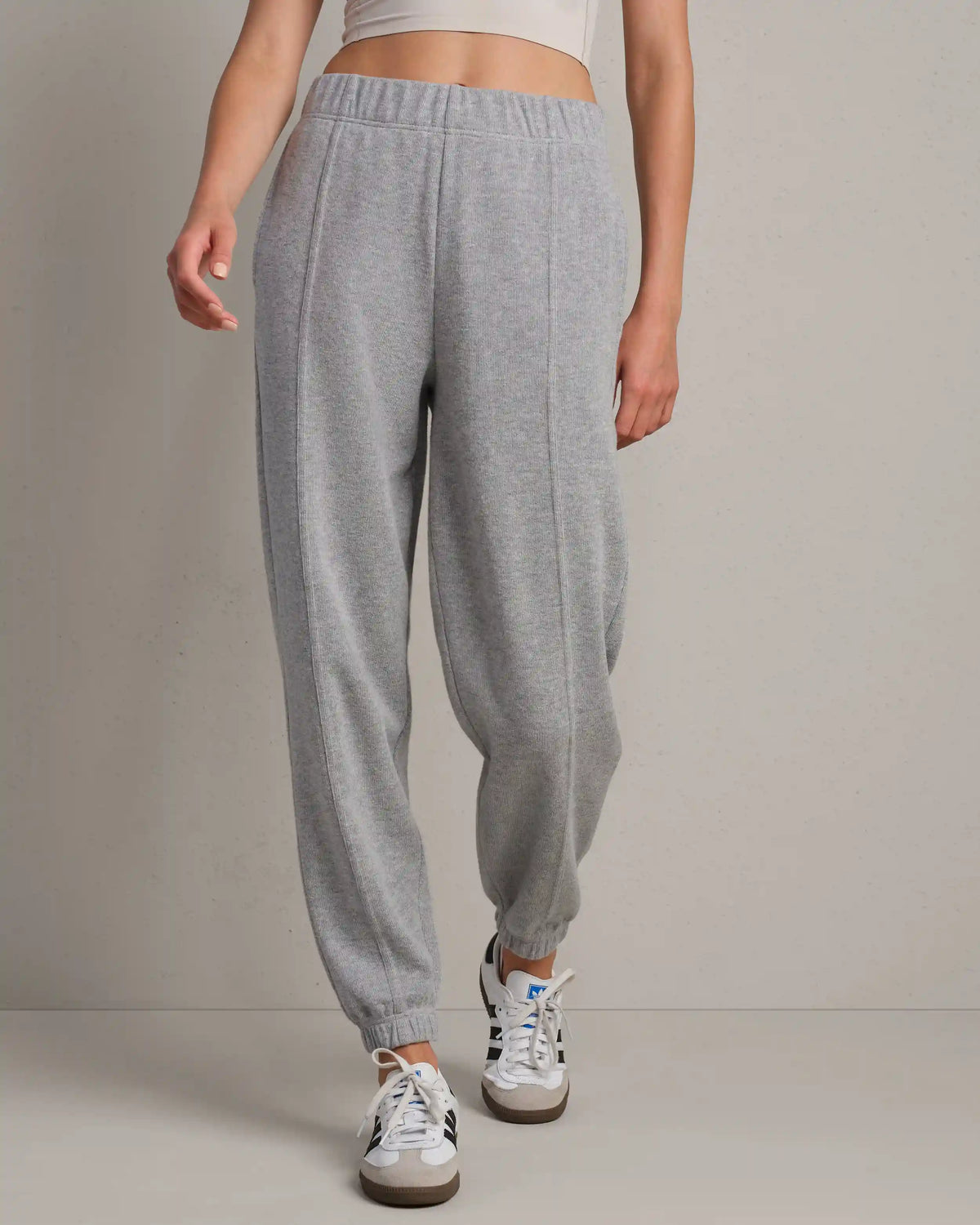 Signature Rib Jogger -- Heather Gray