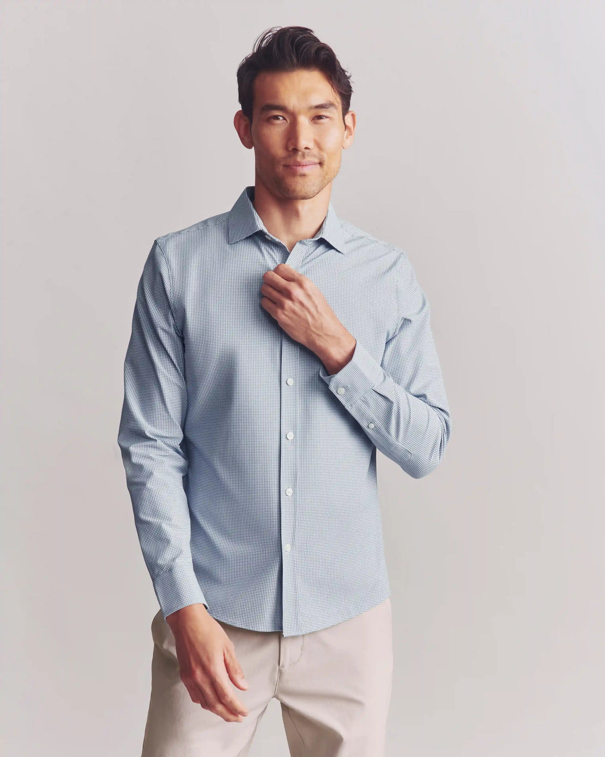 State of Mind Shirt - Slim Fit -- Light Blue/Navy Mini Grid