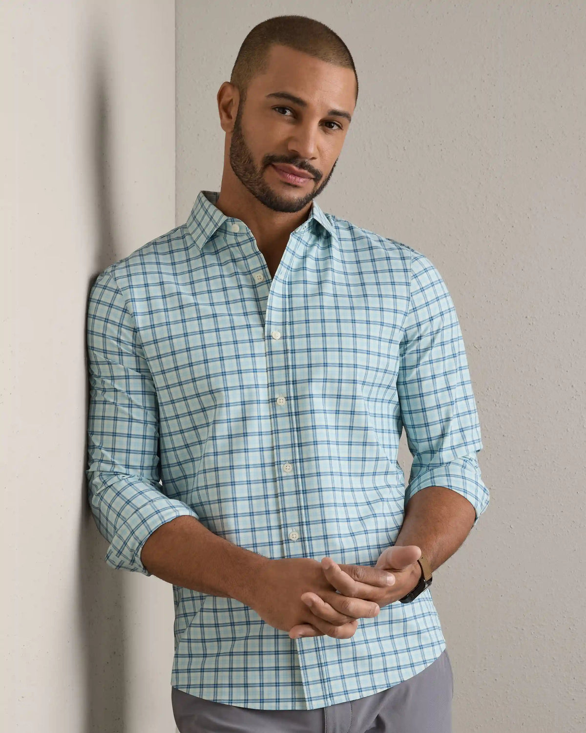 State of Mind Shirt - Slim Fit -- Cool Mint Plaid