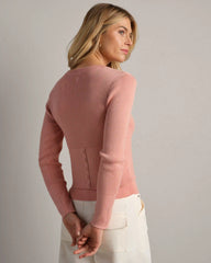 Sutton Snap Cardigan -- Coral Mist