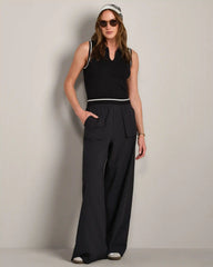 Views Sleeveless Polo -- Pure Black