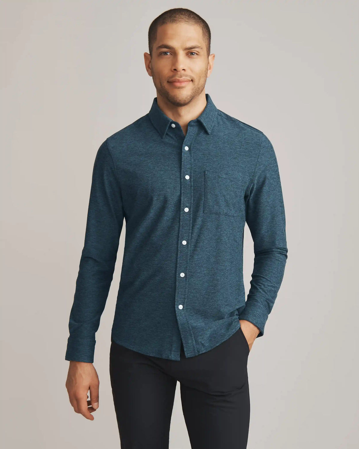WFH Shirt -- Dark Teal/Black Heather