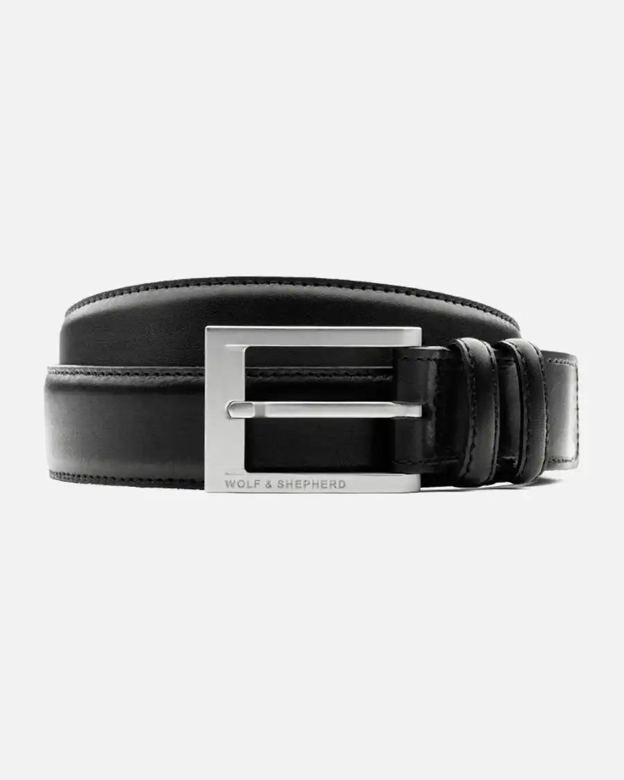 Wolf & Shepherd Stealth Leather Belt -- Black