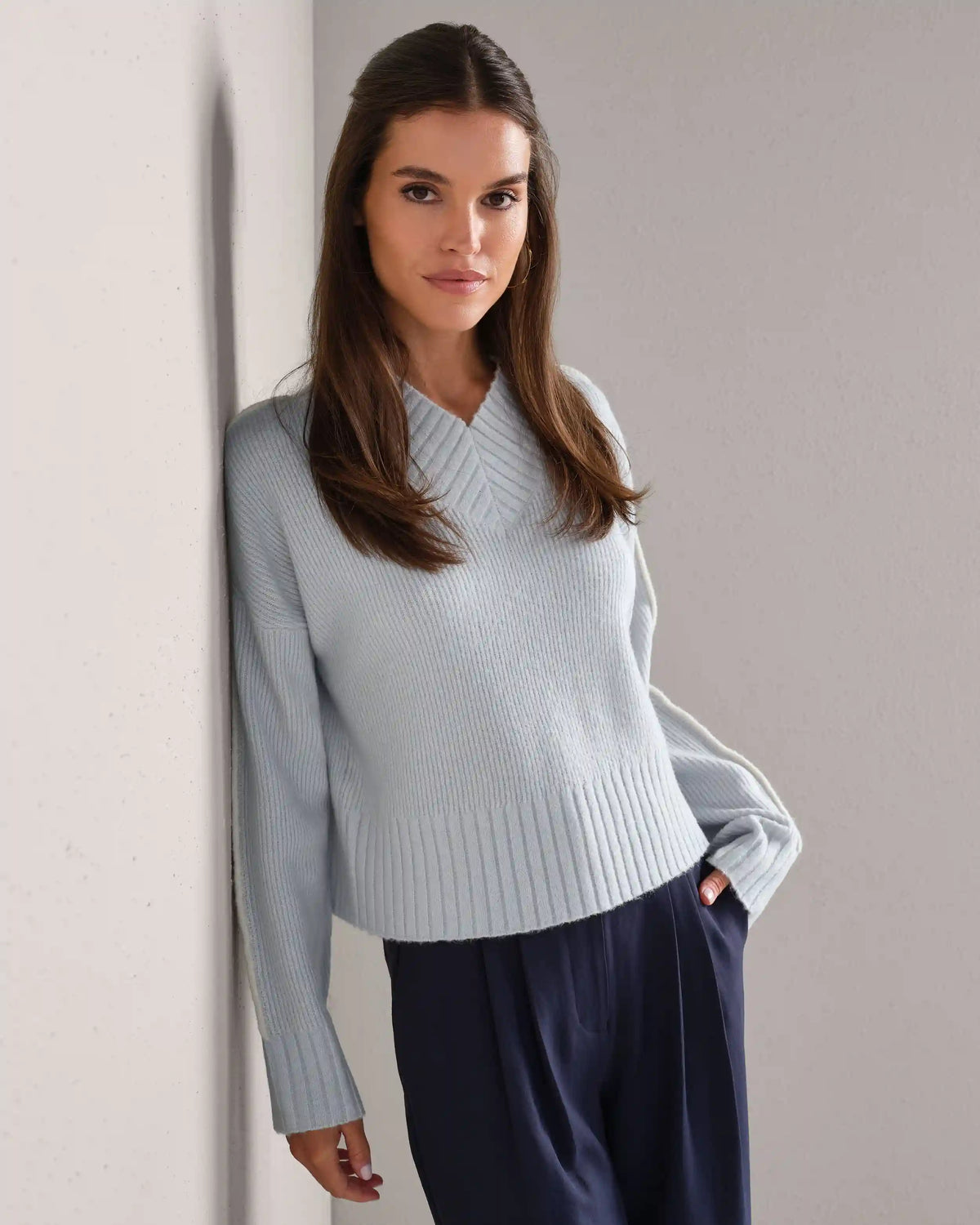 Westside V-Neck Sweater -- Blue Pearl