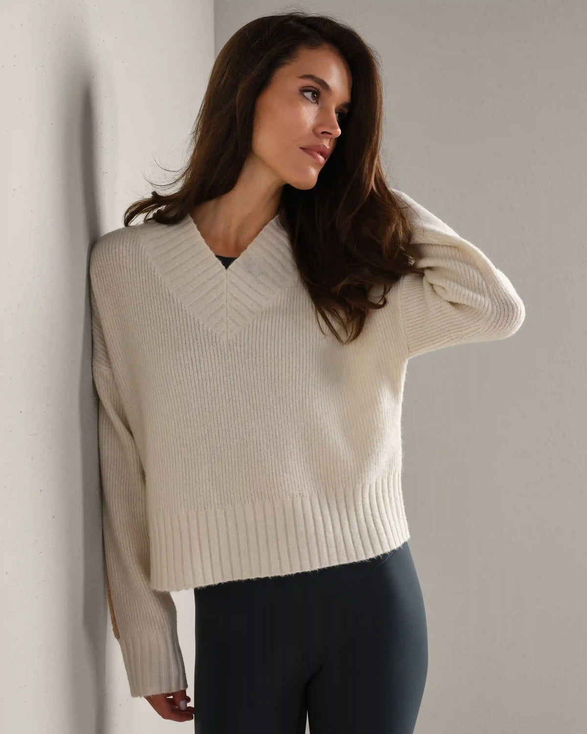 Westside V-Neck Sweater -- Sand Stone